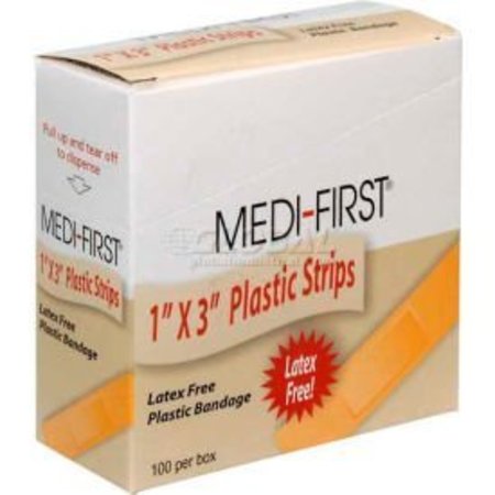 MEDIQUE PRODUCTS Plastic Strip Bandage, 1" x 3" Strip, 100/Box 60033